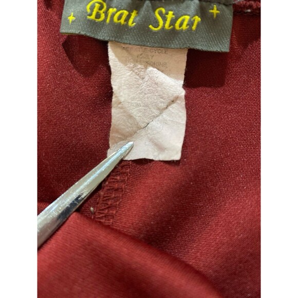 Brat Star Burgundy Off Shoulder Ruched Mini Dress - Junior Size Large - Picture 3 of 9